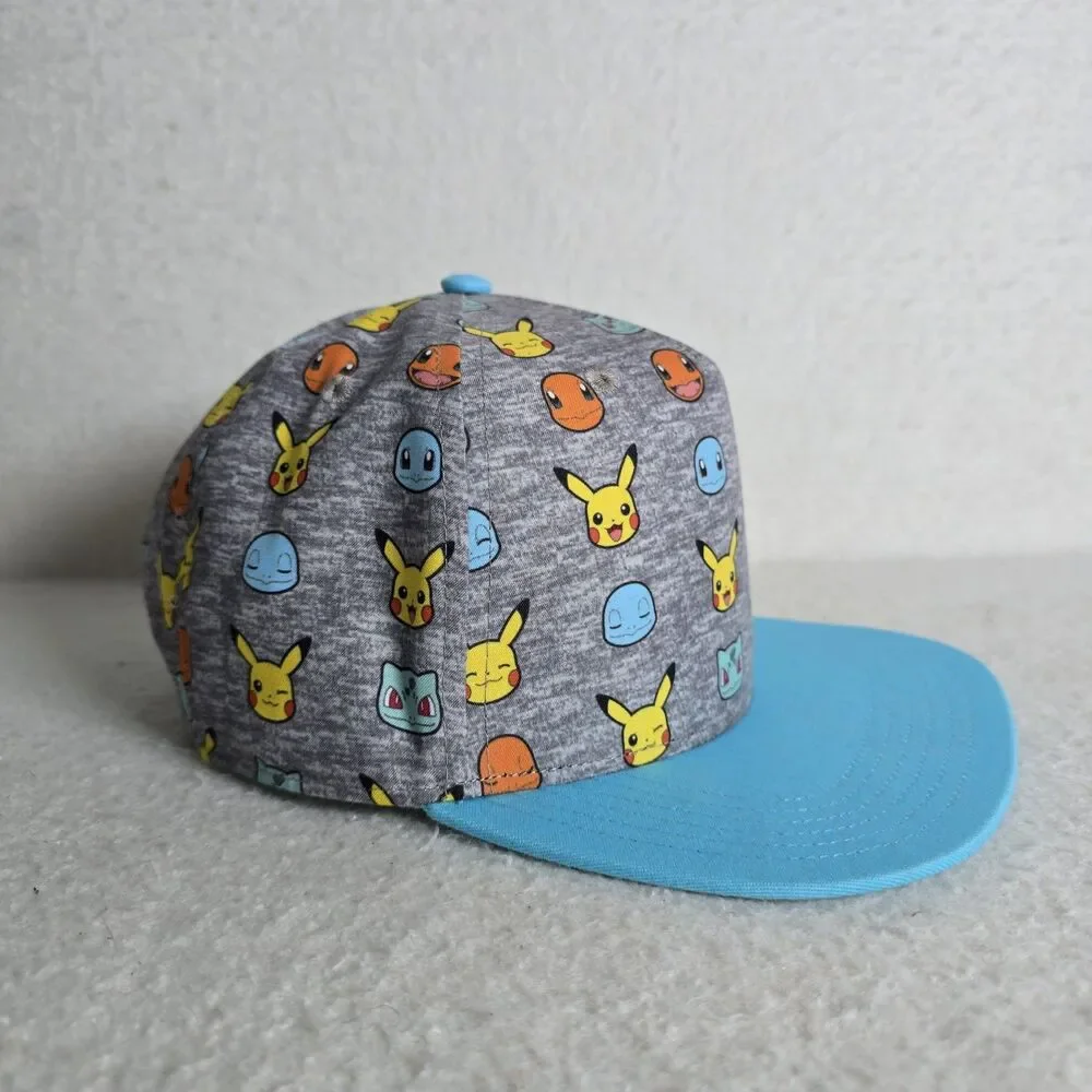 Pokemon All Over Print Snapback Cap Hat Squirtle Pikachu Charmander Bulbasaur